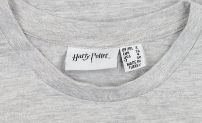 Womens UK Size 8 Harry Potter Grey Basic T-Shirt