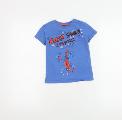 Marks and Spencer Boys Blue Spider-Man T-Shirt 4-5 Years