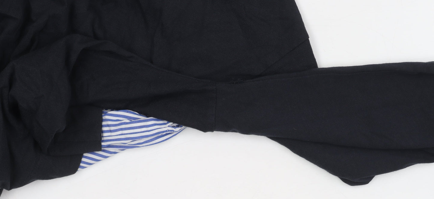 Womens UK Size 10 Warehouse Black Basic Button-Up