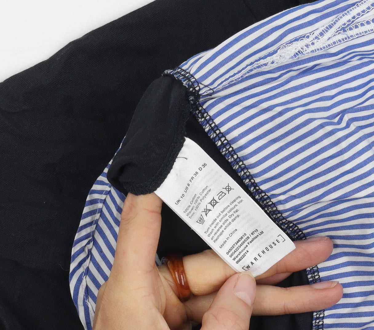 Womens UK Size 10 Warehouse Black Basic Button-Up