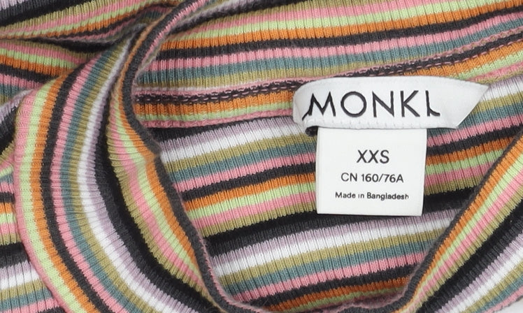 Womens UK Size XXS Monki Multicoloured Jersey T-Shirt
