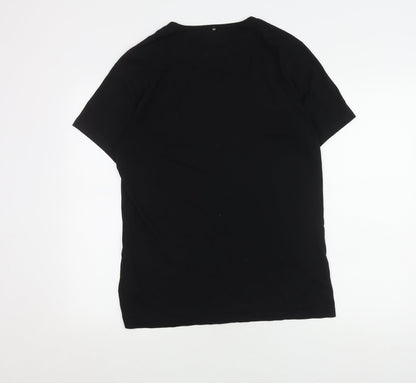 Pretty Green Men's Black Graphic Print Cotton T-Shirt