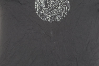 Pretty Green Men's Black Graphic Print Cotton T-Shirt