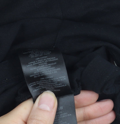 Pretty Green Men's Black Graphic Print Cotton T-Shirt