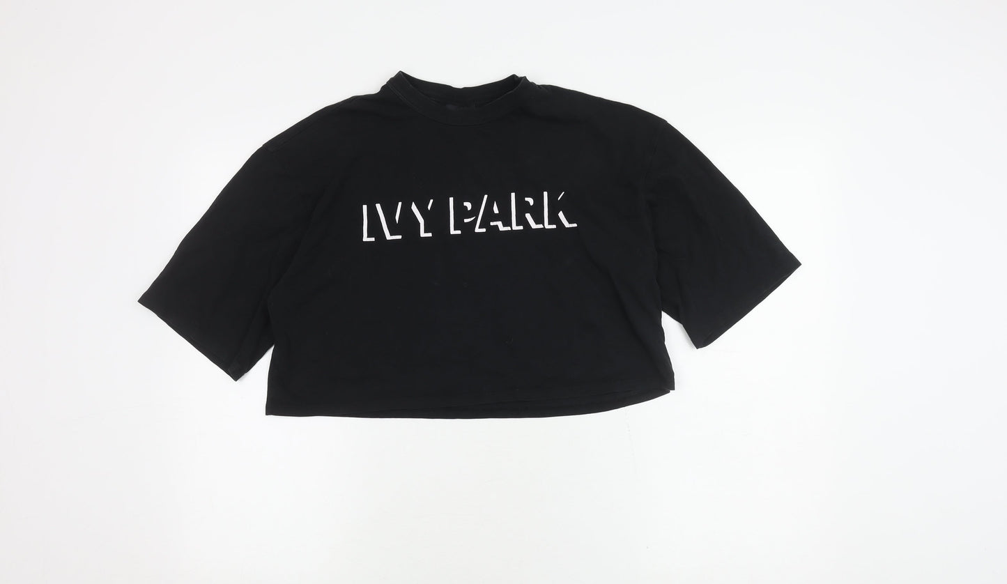 Womens UK Size M IVY PARK Black Cropped T-Shirt