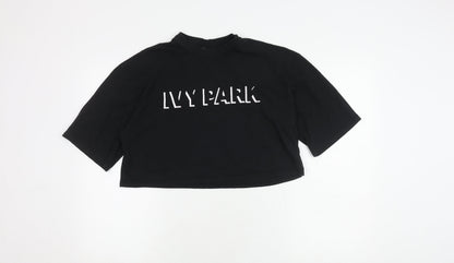 Womens UK Size M IVY PARK Black Cropped T-Shirt