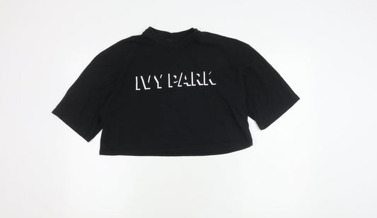 Womens UK Size M IVY PARK Black Cropped T-Shirt