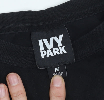 Womens UK Size M IVY PARK Black Cropped T-Shirt