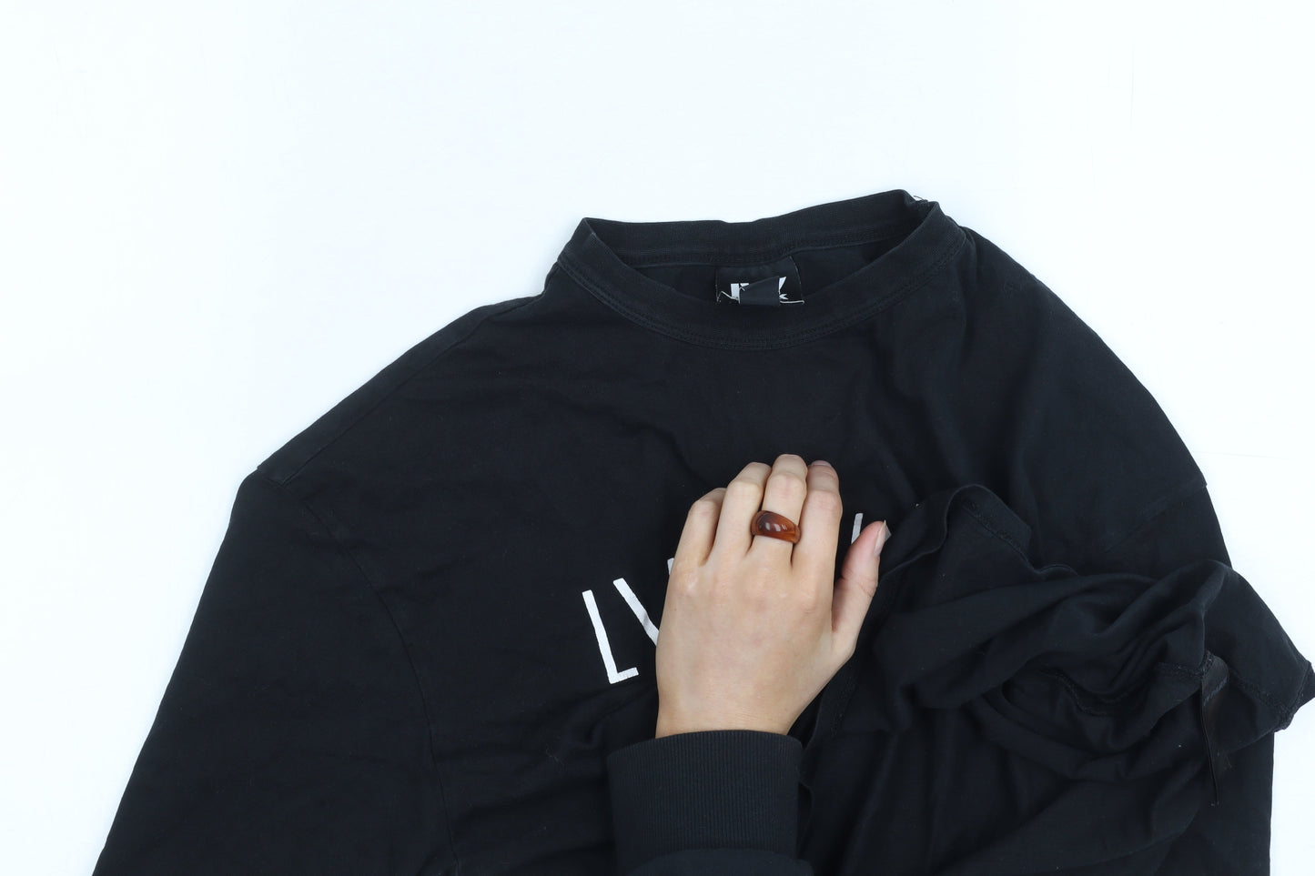 Womens UK Size M IVY PARK Black Cropped T-Shirt