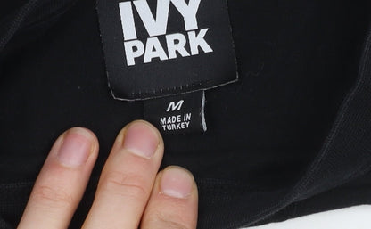 Womens UK Size M IVY PARK Black Cropped T-Shirt