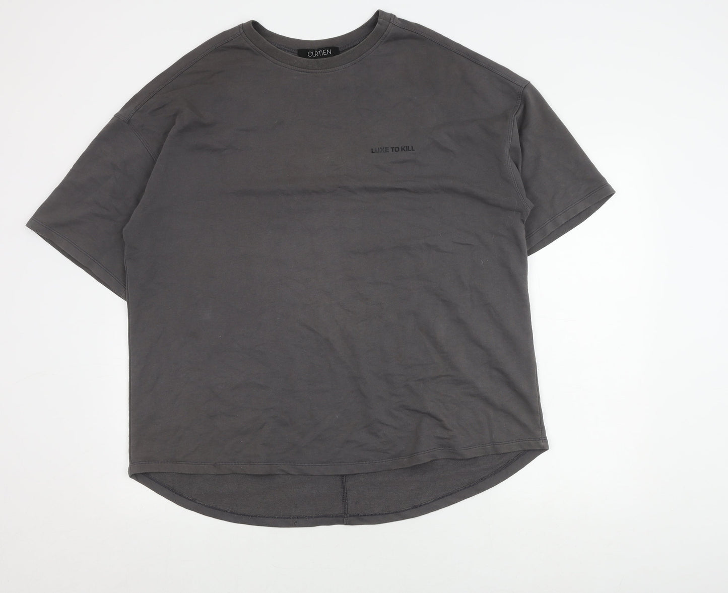 CURTIEN Men's Grey T-Shirt, Size S, Crew Neck