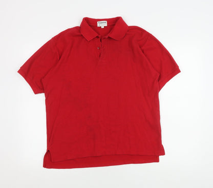 Beaufort Men's Red Cotton Polo Shirt Size L