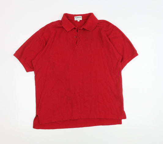 Beaufort Men's Red Cotton Polo Shirt Size L
