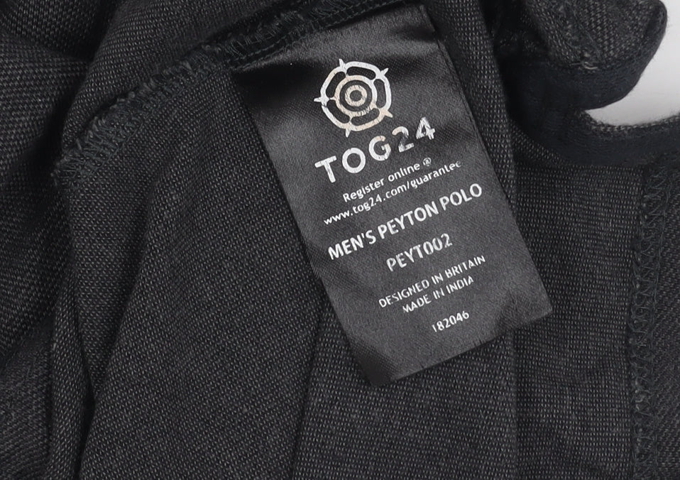 TOG24 Men's Black Polo Shirt Medium Short Sleeve