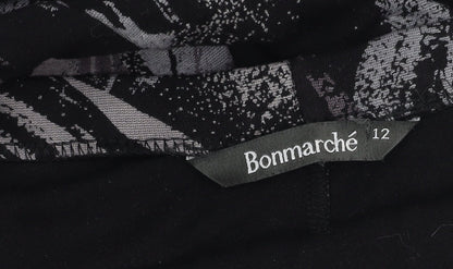 Bonmarché Women's Black A-Line Geometric Skirt Size 12