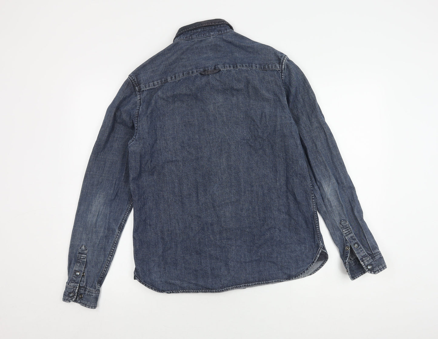 Firetrap Men's Blue Denim Shirt, Size S, Long Sleeve