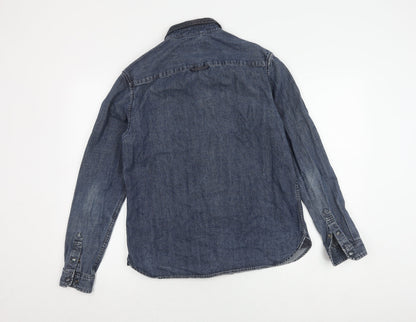Firetrap Men's Blue Denim Shirt, Size S, Long Sleeve
