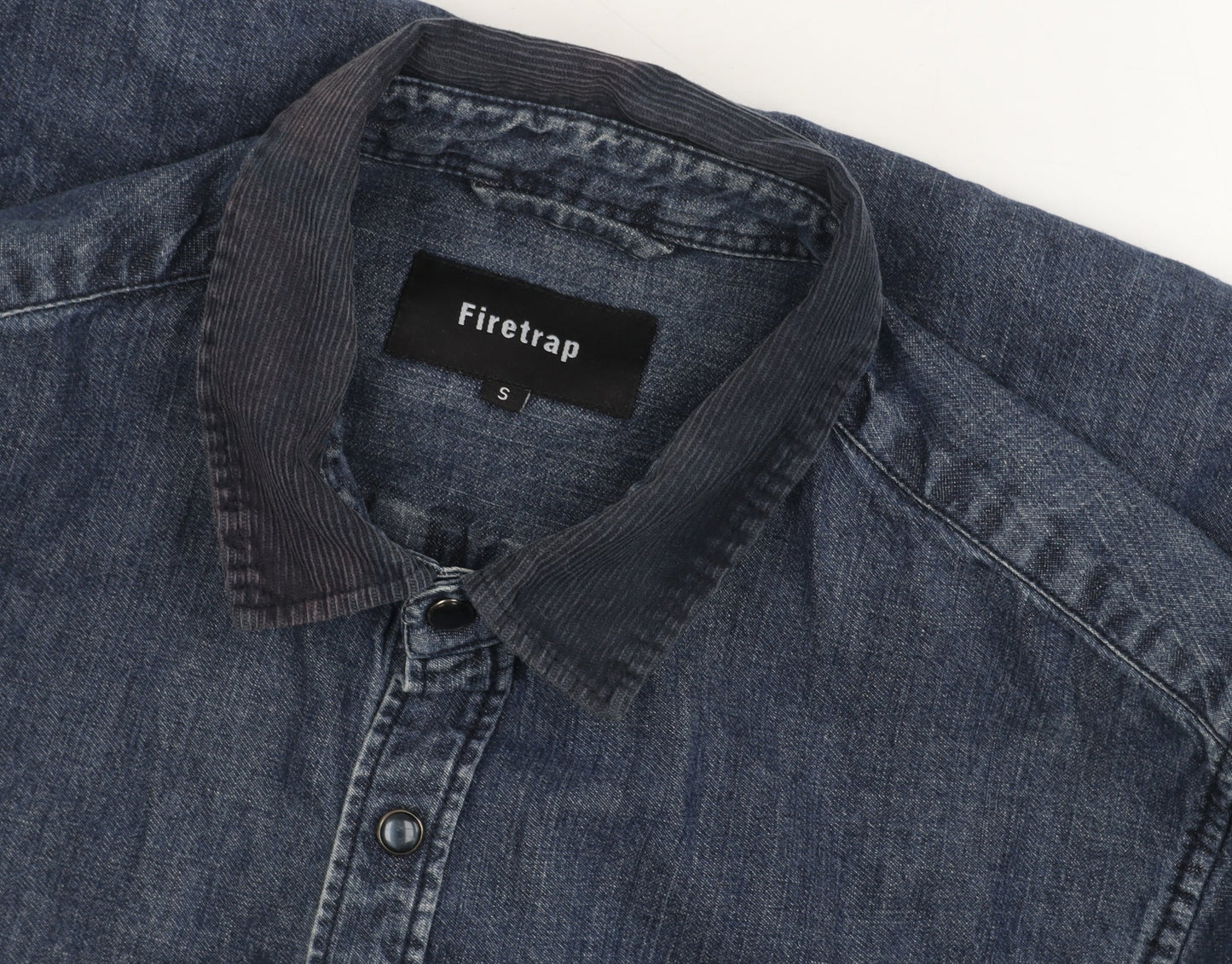 Firetrap Men's Blue Denim Shirt, Size S, Long Sleeve