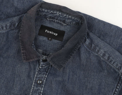 Firetrap Men's Blue Denim Shirt, Size S, Long Sleeve