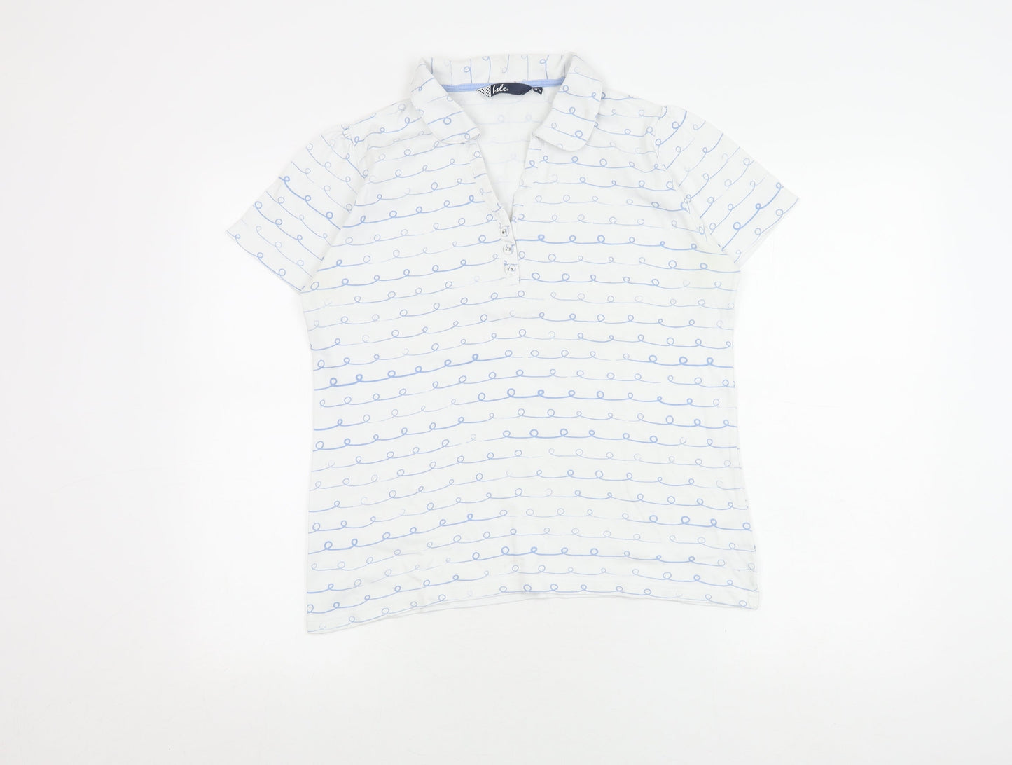 Isle Women's White Polo Shirt Size 14 Comfy Cotton Casual