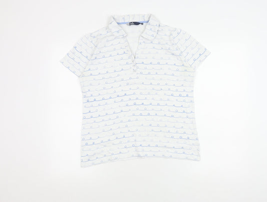 Isle Women's White Polo Shirt Size 14 Comfy Cotton Casual