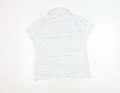 Isle Women's White Polo Shirt Size 14 Comfy Cotton Casual