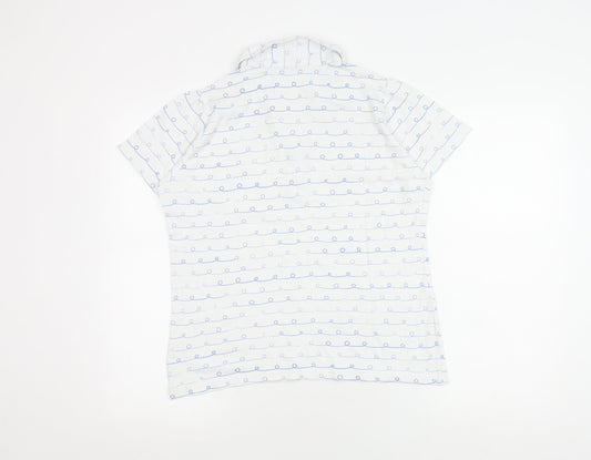 Isle Women's White Polo Shirt Size 14 Comfy Cotton Casual