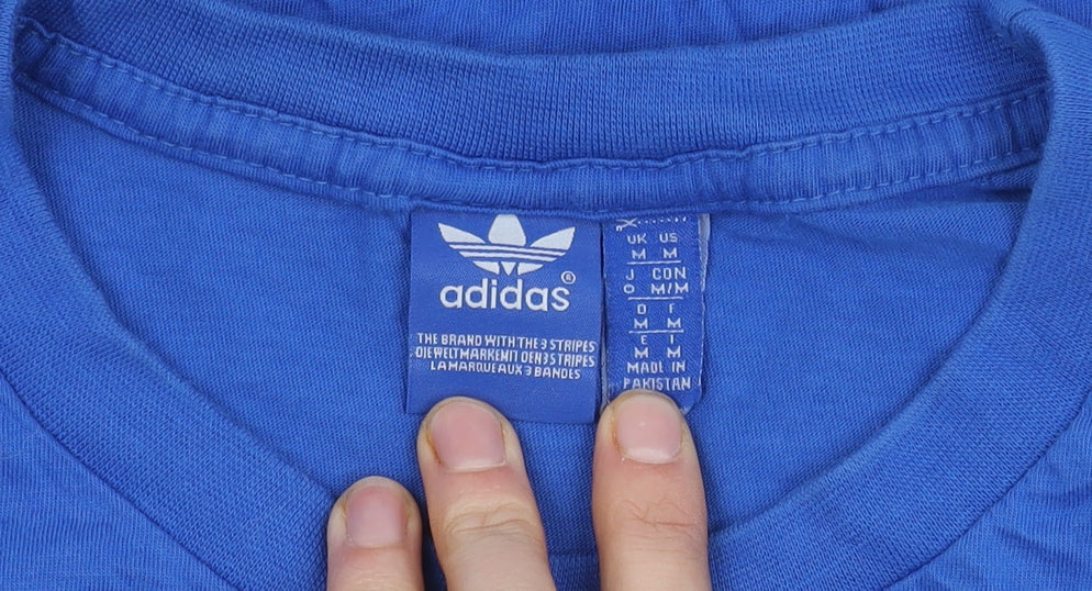 Adidas Men's Blue Graphic Print Crew Neck Tee M