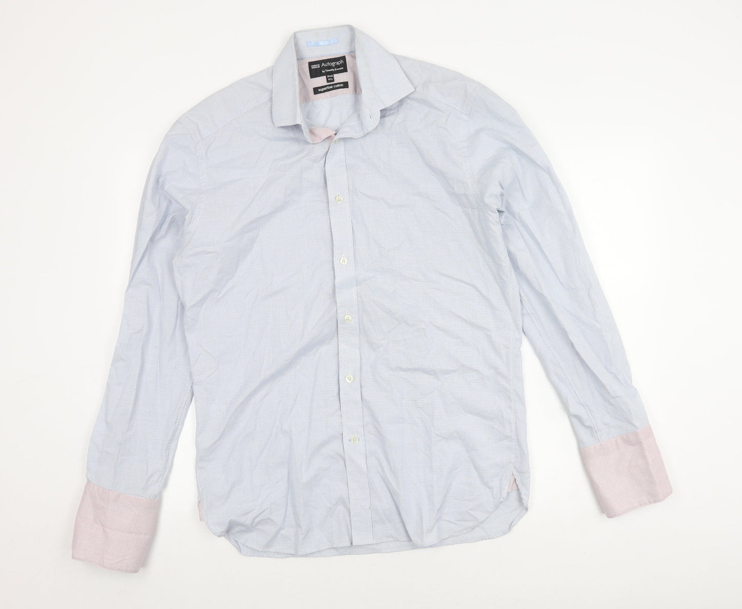 Mens UK Collar Size 15.5 Marks and Spencer Smart Blue  Dress Shirt