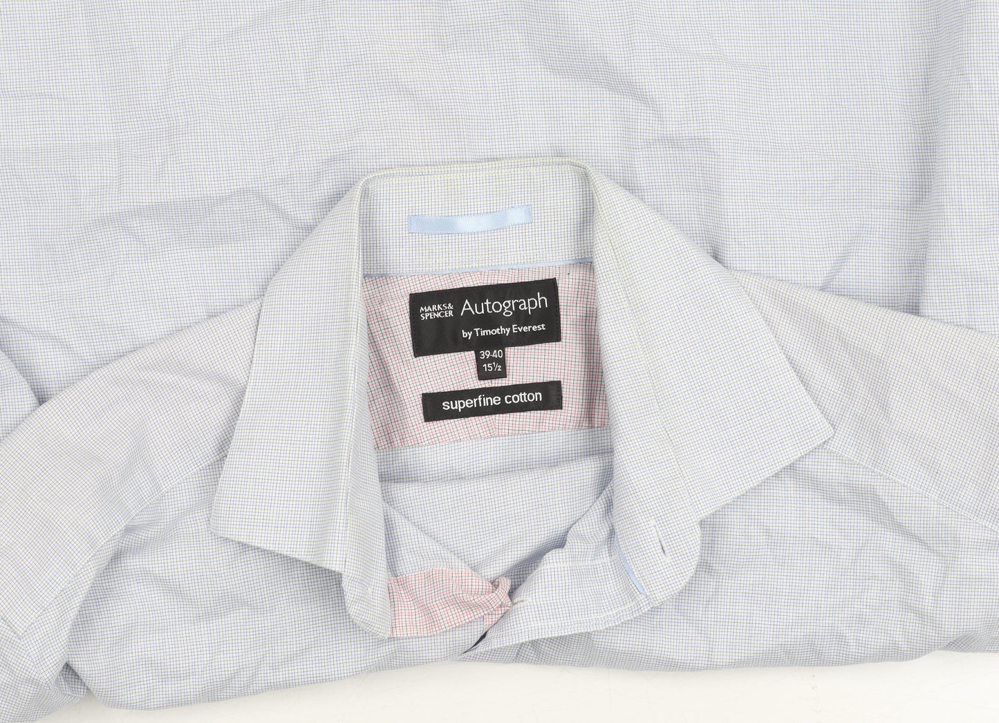 Mens UK Collar Size 15.5 Marks and Spencer Smart Blue  Dress Shirt