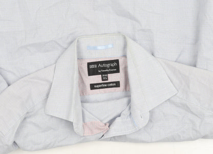 Mens UK Collar Size 15.5 Marks and Spencer Smart Blue  Dress Shirt