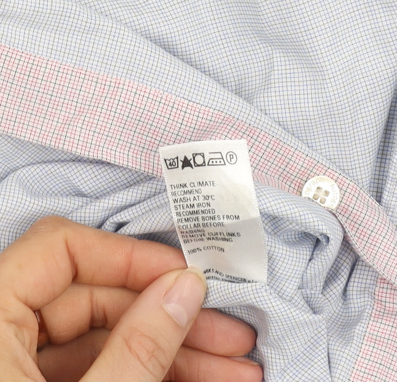 Mens UK Collar Size 15.5 Marks and Spencer Smart Blue  Dress Shirt