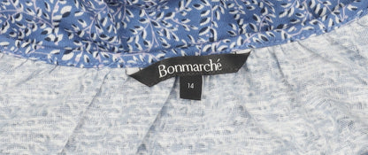 Bonmarché Women Blue Floral Top Size 14