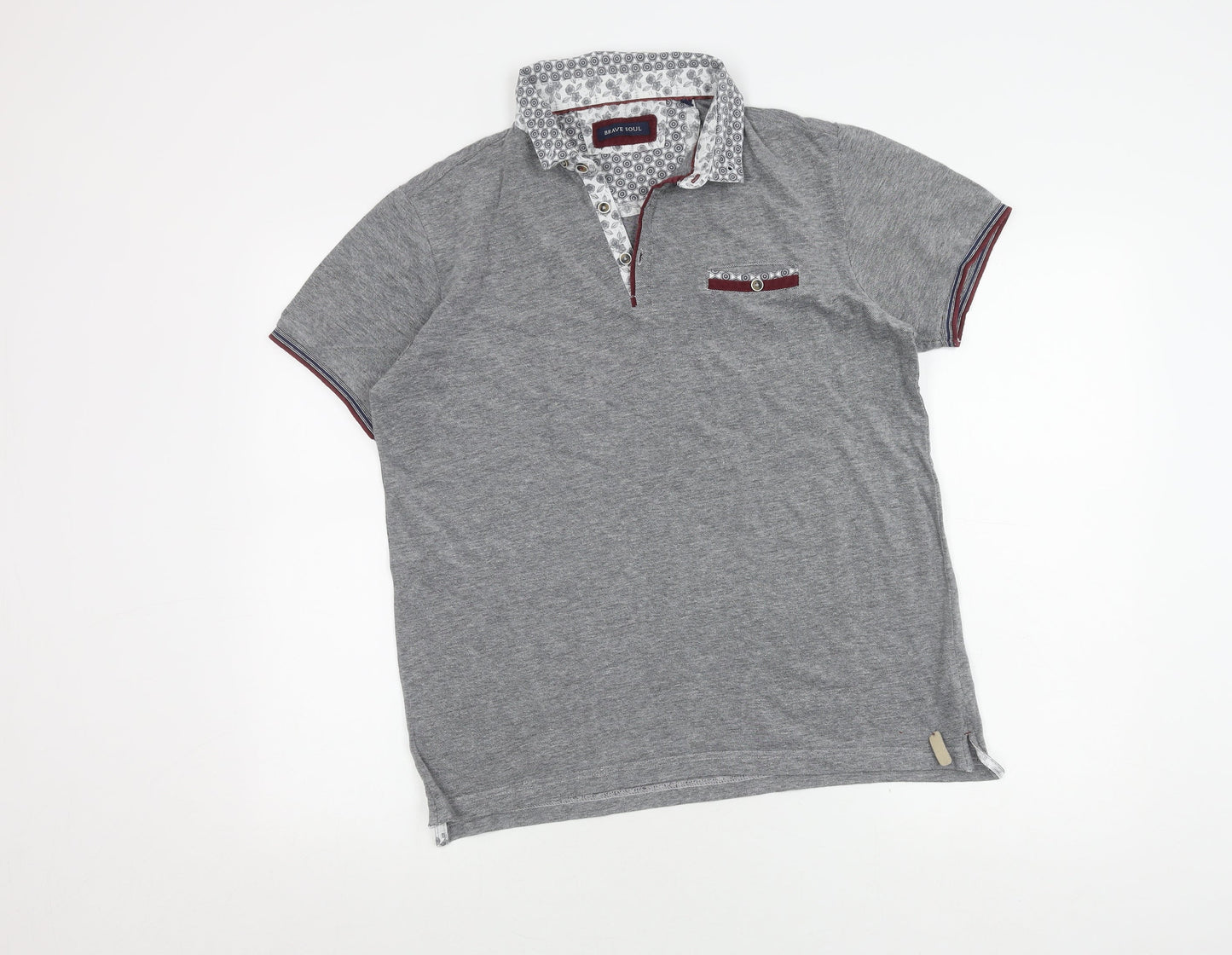 Brave Soul Men's Grey Polo Shirt, M, Short Sleeve