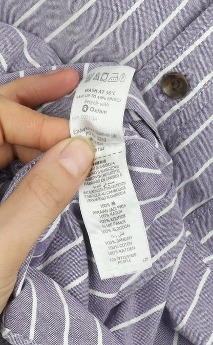 Marks and Spencer Men's Purple Slim Fit Shirt