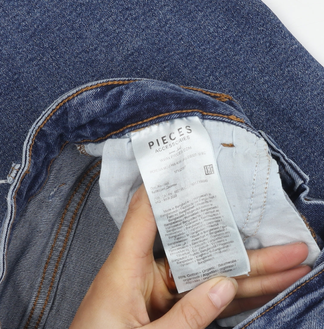 Pieces Women's Blue Denim Jeans, Medium, Cotton Blend