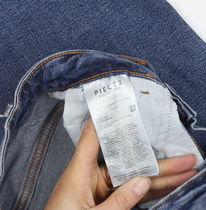 Pieces Women's Blue Denim Jeans, Medium, Cotton Blend