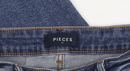 Pieces Women's Blue Denim Jeans, Medium, Cotton Blend