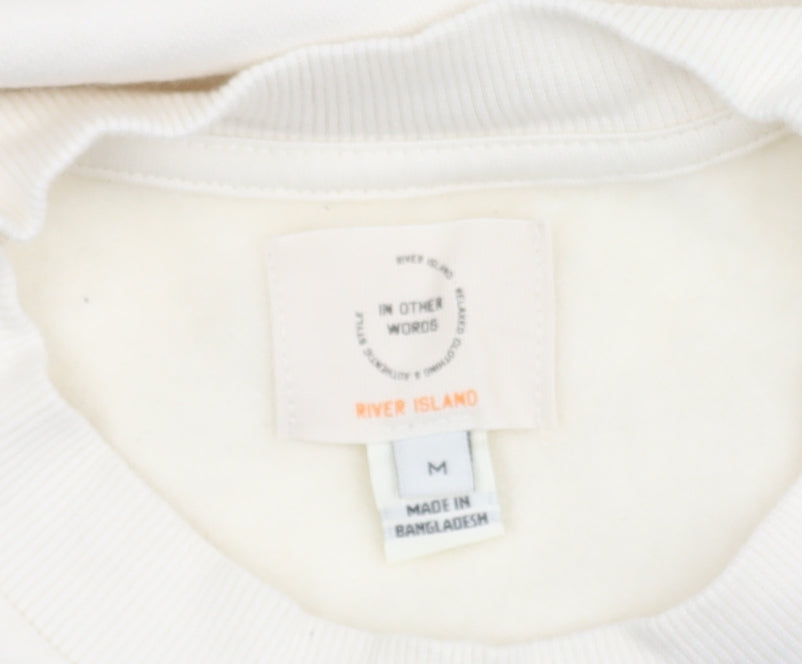 River Island Unisex White Pullover Sweatshirt - Medium