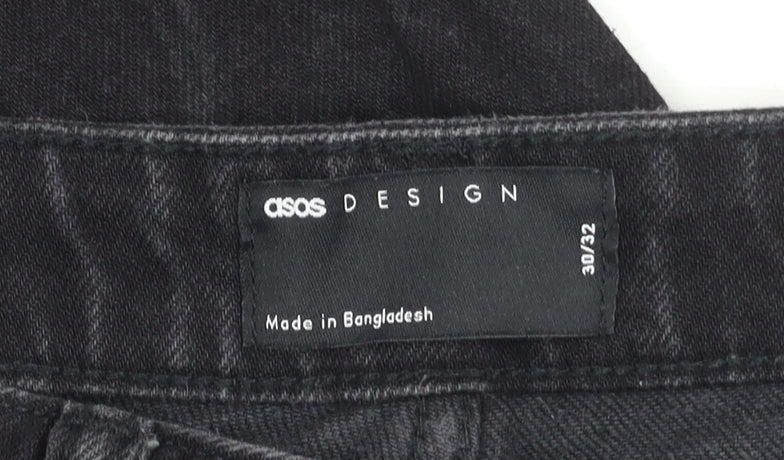 Womens UK Size L ASOS DESIGN Regular Fit Straight Black Jeans