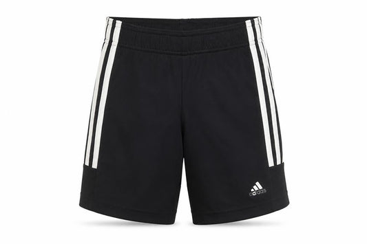 Front view of Adidas boys’ black athletic shorts 7-8 years gym training