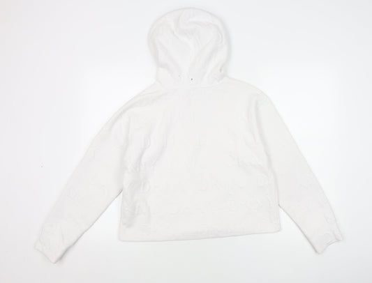DKNY Women's White Pullover Hoodie, Small, Logo Print