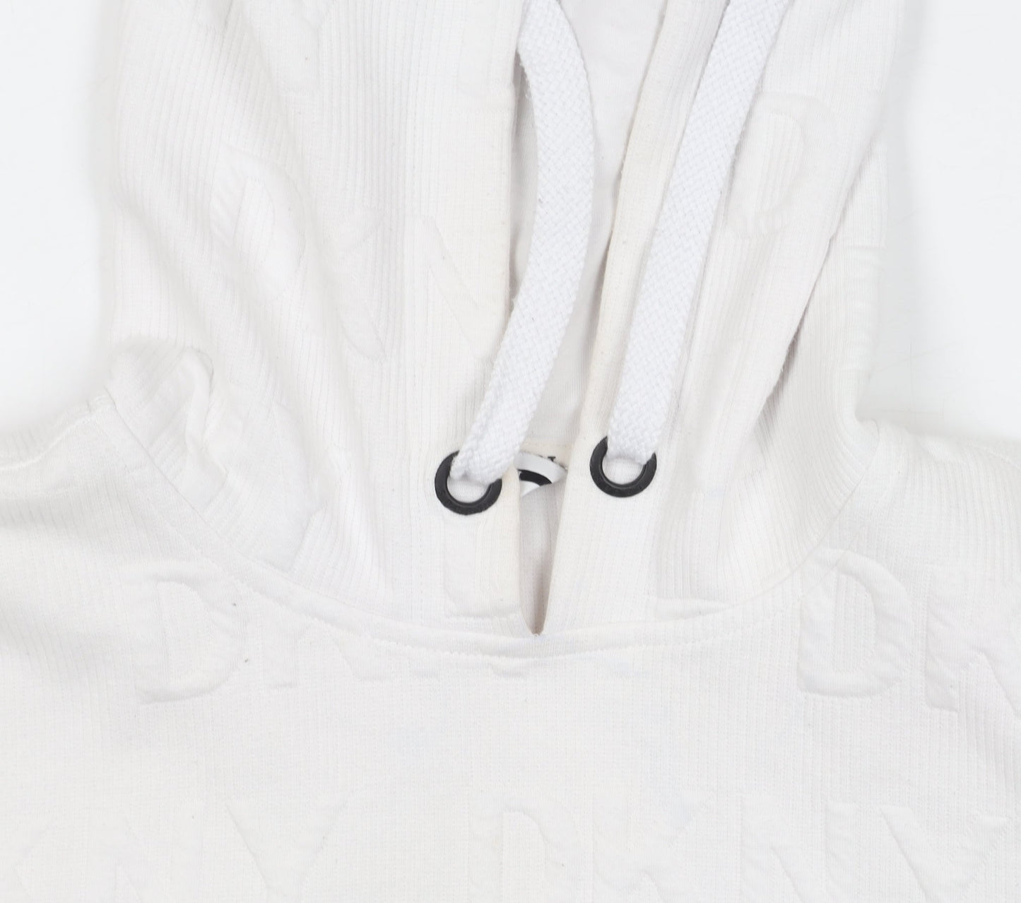 DKNY Women's White Pullover Hoodie, Small, Logo Print