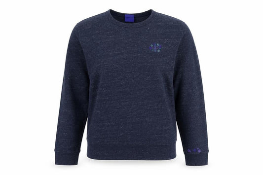 Front view of Champion unisex blue pullover sweatshirt m