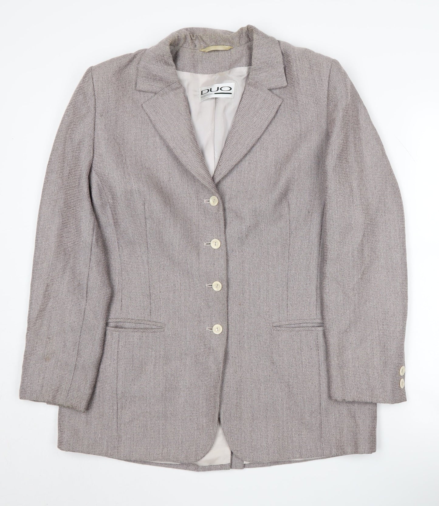 DUO Women's Grey Wool Blazer Size 14