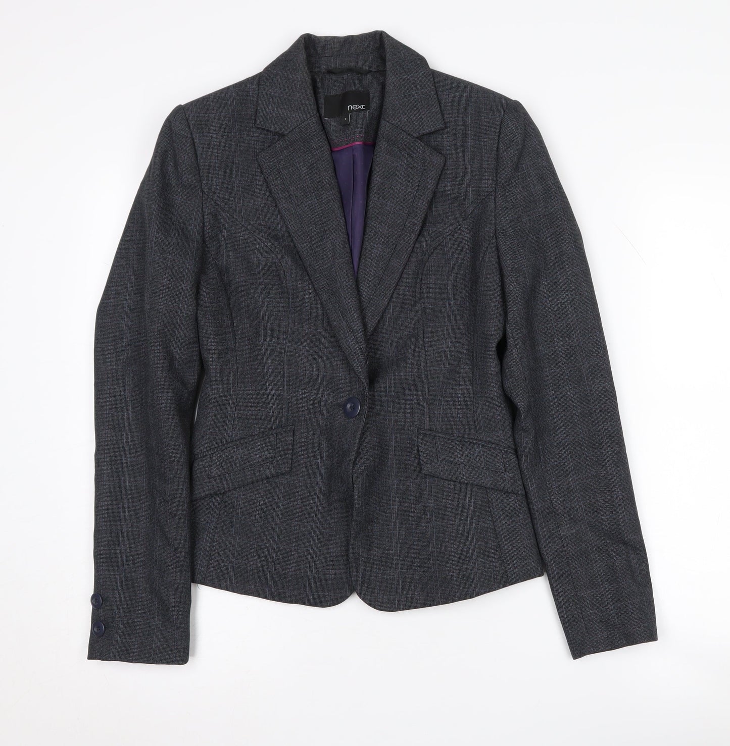 Next Women's Grey Check Blazer Size 8 Single-Breasted