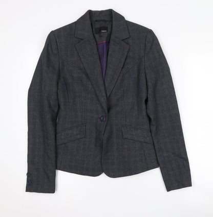 Next Women's Grey Check Blazer Size 8 Single-Breasted