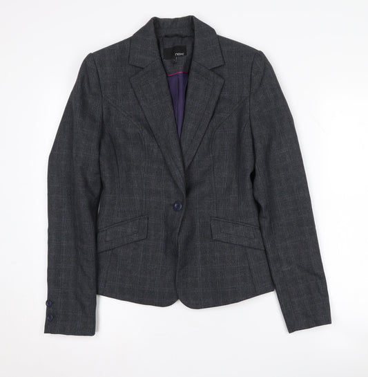 Next Women's Grey Check Blazer Size 8 Single-Breasted