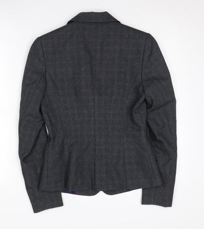 Next Women's Grey Check Blazer Size 8 Single-Breasted