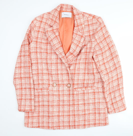 Stradivarius Women's Pink Bouclé Plaid Blazer, L